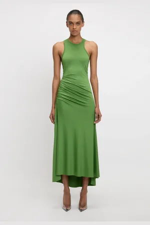 Victoria Beckham Asymmetric Tank Midi Dress In 14