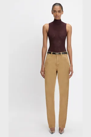 Victoria Beckham Twisted Slouch Jean In Beige 27