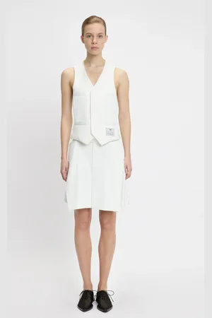 Victoria Beckham Pleat Detail Culotte In Ivory 6