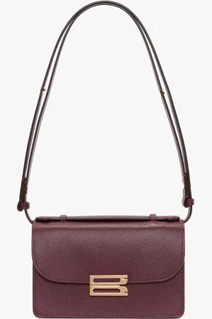 Victoria Beckham Mini Dorian Bag In Burgundy Grained Leather