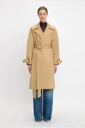 Victoria Beckham Raglan Trench Coat In Wheat 14