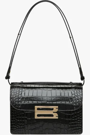 Victoria Beckham Dorian Bag In Black Croc Embossed Leather