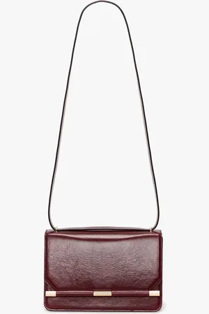 Victoria Beckham 202 Crossbody Bag In Burgundy Distressed Leather