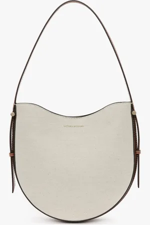 Victoria Beckham Medium Dia Hobo Bag In Ivory Canvas With Tan Leather