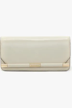 Victoria Beckham 202 Clutch Bag In Ivory Distressed Leather