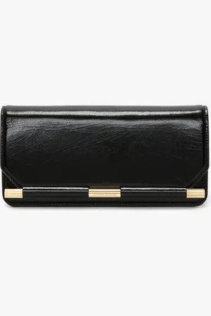 Victoria Beckham 202 Clutch Bag In Black Distressed Leather