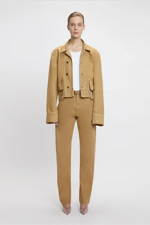 Victoria Beckham Denim Utility Jacket In Beige 12