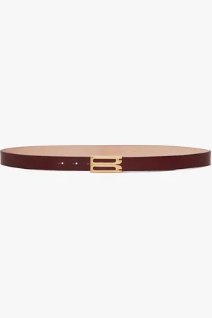 Victoria Beckham Frame Belt In Burgundy Glossed Leather 70CM