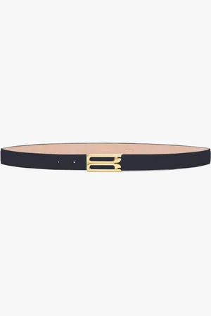 Victoria Beckham Frame Belt In Midnight Navy Leather 80CM