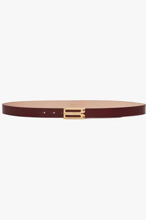 Victoria Beckham Frame Belt In Burgundy Leather 70CM