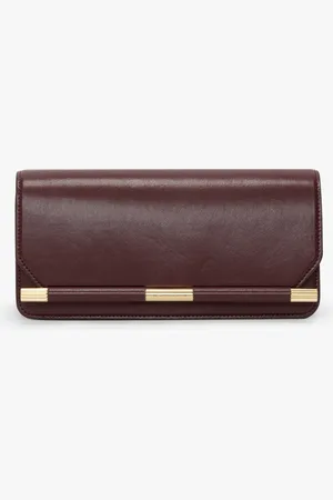 Victoria Beckham 202 Clutch Bag In Burgundy Smooth Leather