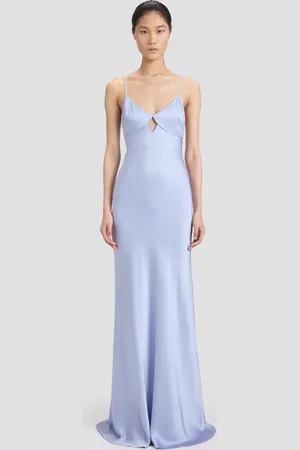 Victoria Beckham Cut-Out Cami Floor-Length Dress In Delphinium Blue 16