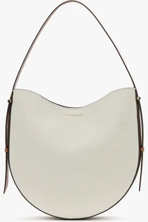 Victoria Beckham Dia Hobo Bag In Ivory Canvas With Tan Leather