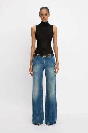 Victoria Beckham Low Waist Straight Leg Jean In Vintage Indigo 30