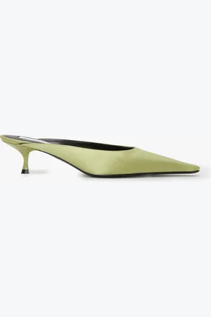 Victoria Beckham Sloan Mule In Pale Green Satin 36