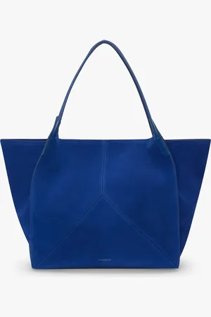 Victoria Beckham XL Victoria Tote In Sapphire Blue Suede