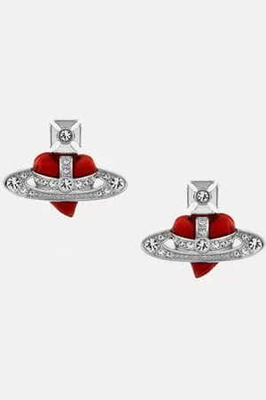 Vivienne Westwood New Diamante Heart Earrings Cubic Zirconia / Enamel Women
