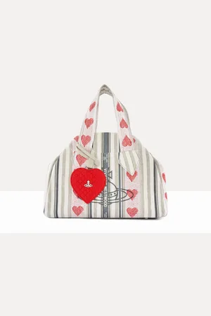 Vivienne Westwood Medium Archive Yasmine Handbag Linen Heart Stripes