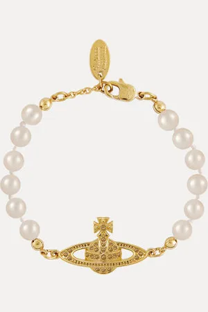 Vivienne Westwood Mini Bas Relief Pearl Bracelet Brass Women