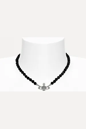 Vivienne Westwood Messaline Choker Black Agate Gemstone Women