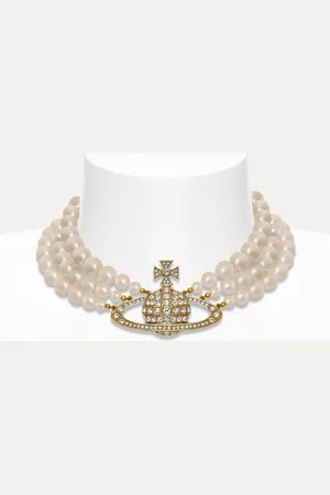 Vivienne Westwood Three Row Pearl Bas Relief Choker Swarovski Pearls Women