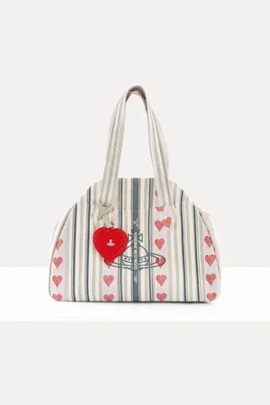 Vivienne Westwood Large Archive Yasmine Handbag Linen Heart Stripes