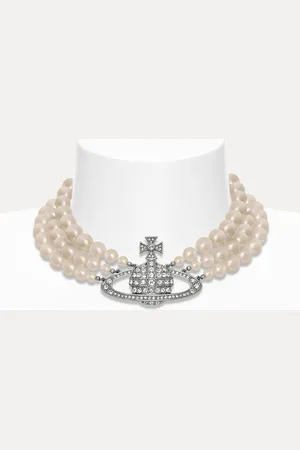 Vivienne Westwood Three Row Pearl Bas Relief Choker Swarovski Pearls Women