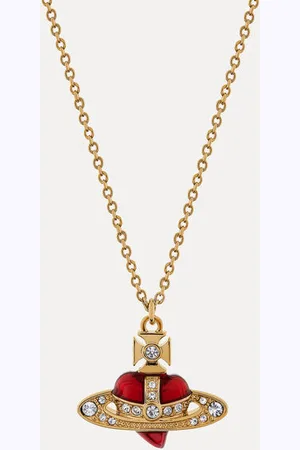 Vivienne Westwood New Diamante Heart Pendant Necklace Brass Women