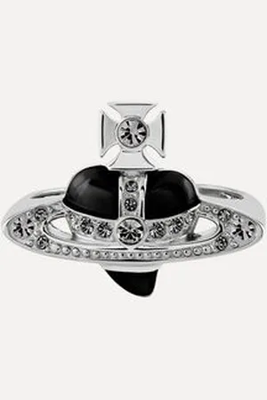 Vivienne Westwood New Diamante Heart Ring Silver / Cubic Zirconia / Enamel Unisex