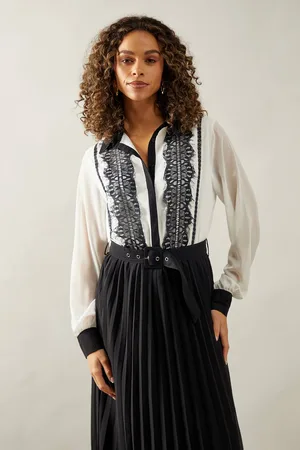 wallis Womens Lace Detail Collared Shirt Dress
