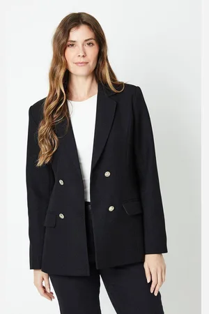 wallis Womens Longline Textured Double Breasted Blazer