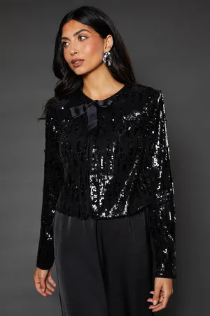 wallis Womens Sequin Tie Detail Jacket