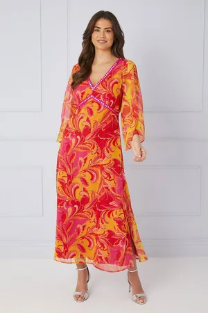 wallis Womens Paisley Print Trim Detail Midaxi Dress