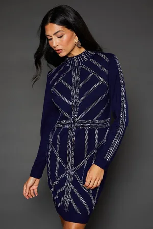wallis Womens Premium Pearl Embellishment Knitted Dress
