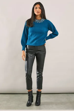 wallis Womens Petite Pearl Necklace Jumper