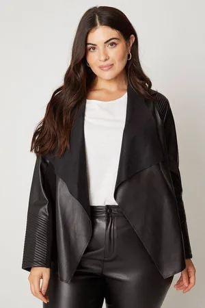 wallis Womens Curve Faux Leather Waterfall Jacket