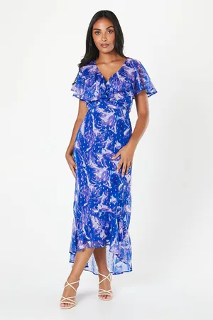 wallis Womens Petite Floral Print Cape Midaxi Dress