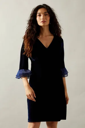wallis Womens Occasion Velvet Pleated Cuff Mini Dress