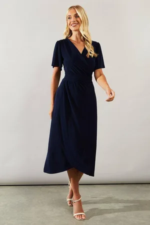 wallis Womens Petite Occasion Angel Sleeve Midi Dress