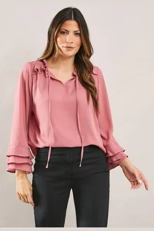 wallis Womens Ruffle Detail Tie Neck Blouse