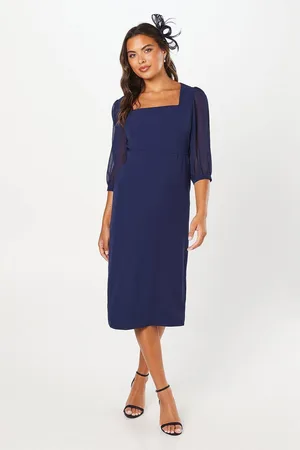 wallis Womens Occasion Square Neck Contrast Sleeve Pencil Dress