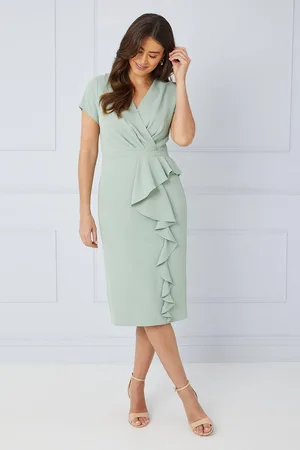 wallis Womens Tailored Crepe Ruffle Pencil Dress