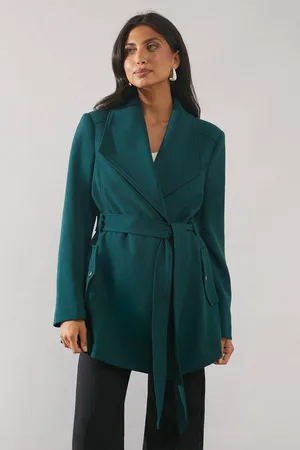 wallis Womens Smart Short Belted Wrap Coat