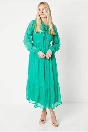wallis Womens Petite Chiffon Frill Midi Smock Dress