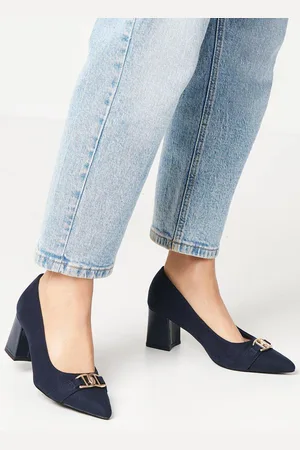 wallis Womens Wide Fit Darcy Pointed Trim Detail Block Heel Courts