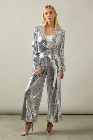 wallis Womens Petite Sequin Crop Blazer