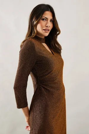 wallis Womens Occasion Glitter Jersey High Neck Shift Dress