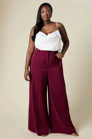 wallis Womens Curve Gold Trim Elasticated Wide Leg Trousers
