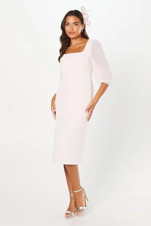 wallis Womens Occasion Square Neck Contrast Sleeve Pencil Dress