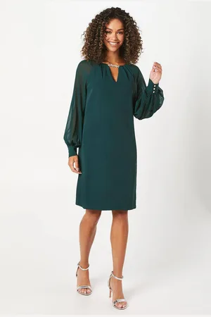 wallis Womens Occasion Embellished Sequin Chiffon Sleeve Shift Dress